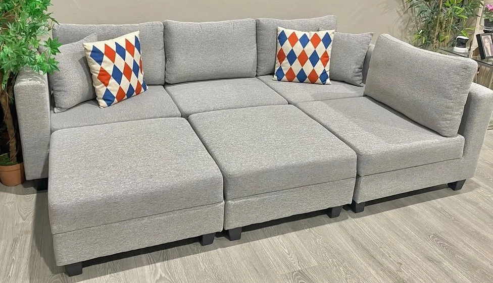 Grey Modular Sectional Sofa with storage