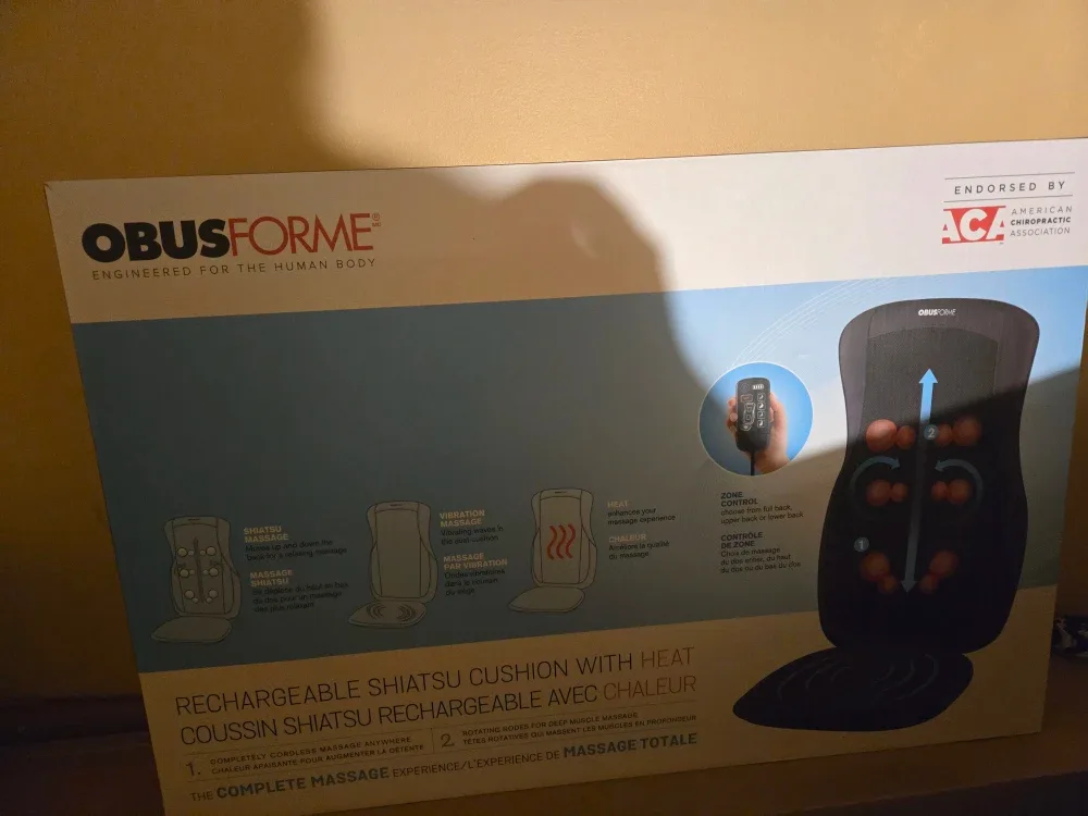 ObusForme Rechargeable Shiatsu Cushion with Heat