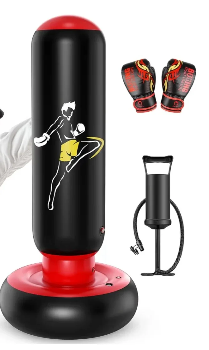 Inflatable Punching Bag with Gloves & Pump