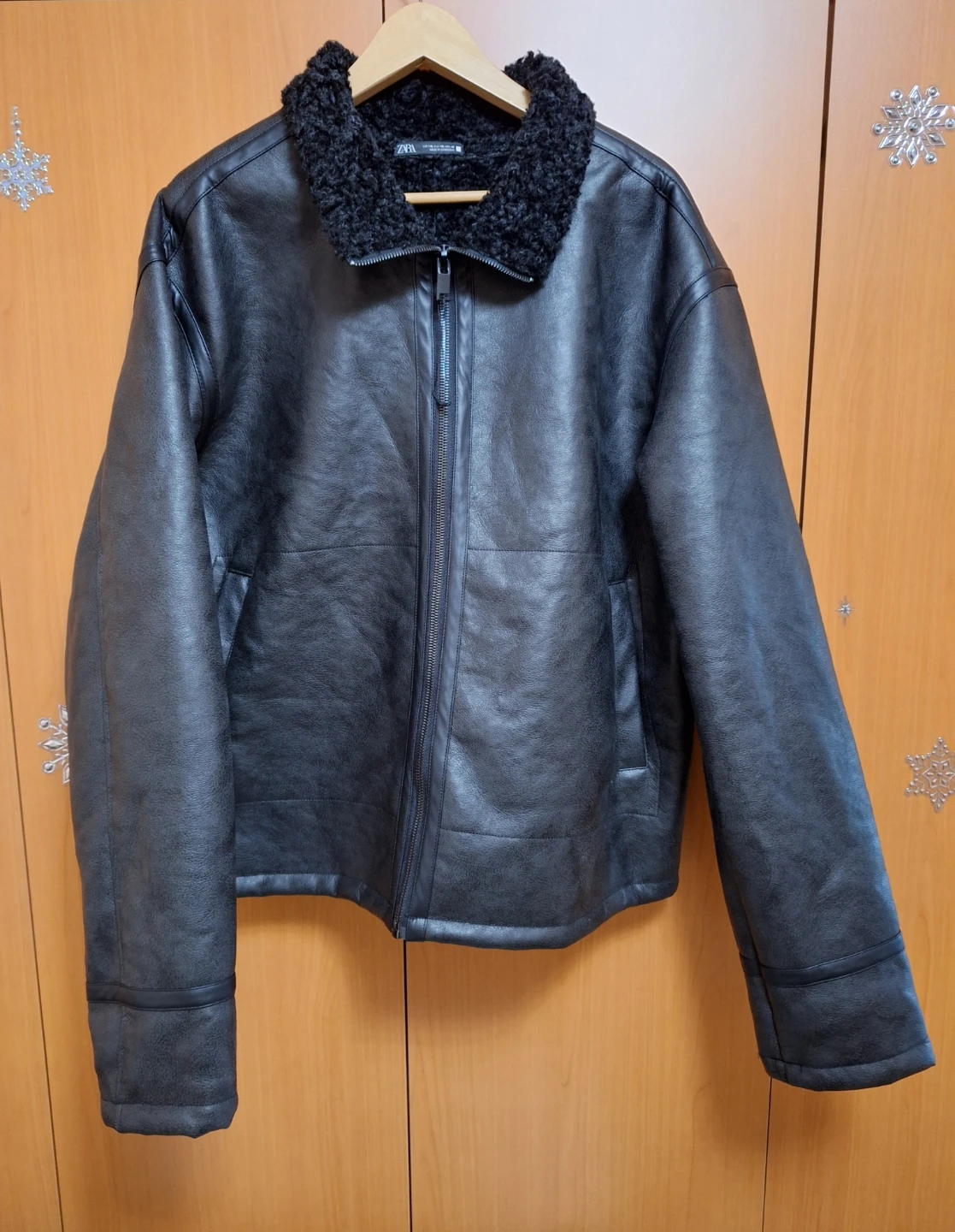 ZARA Black Faux Leather Jacket XXL