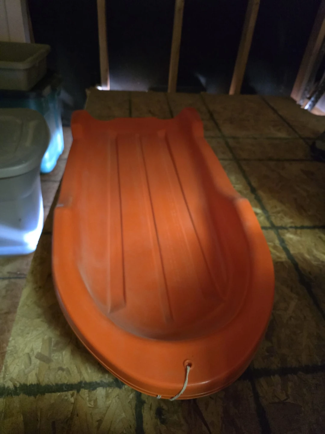 Orange Plastic Toboggan Sled