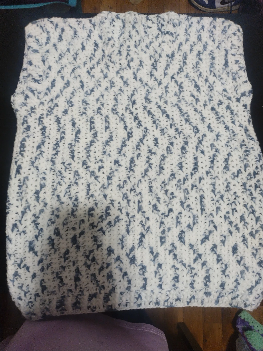 Handmade Blue and White Crocheted Vest