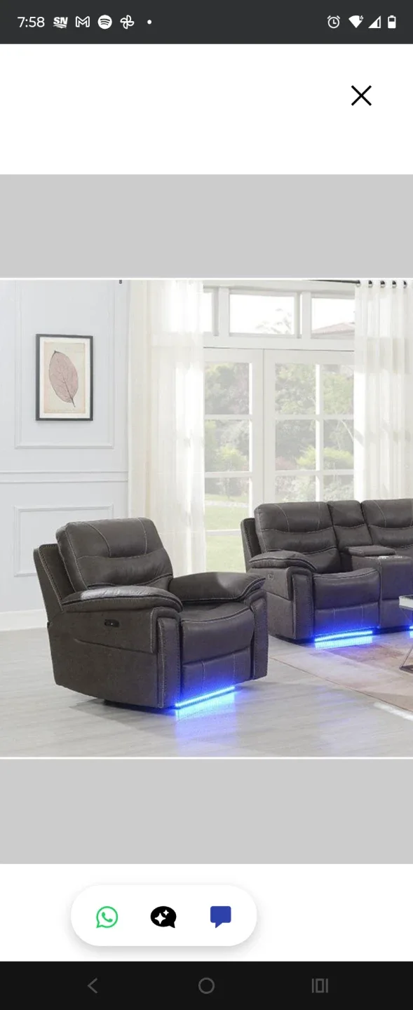 Brown Recliner Chair with LED Lighting