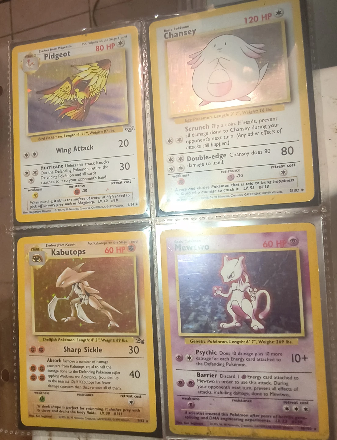 Pokemon Cards: Pidgeot, Chansey, Kabutops, Mewtwo - photo 2