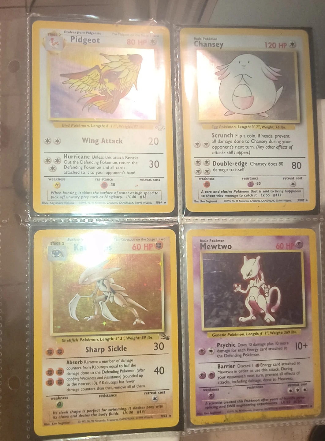 Pokemon Cards: Pidgeot, Chansey, Kabutops, Mewtwo - photo 3