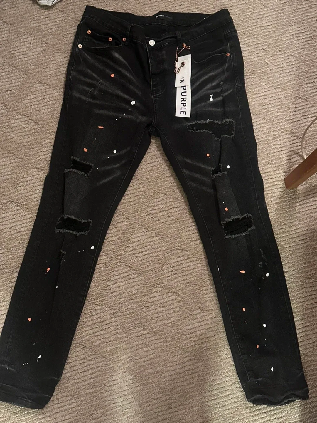 Purple Brand Black Distressed Denim Jeans