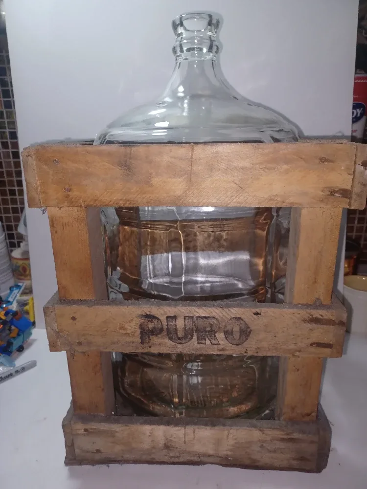 Vintage puro crate with Crisa 5 gal glass jug