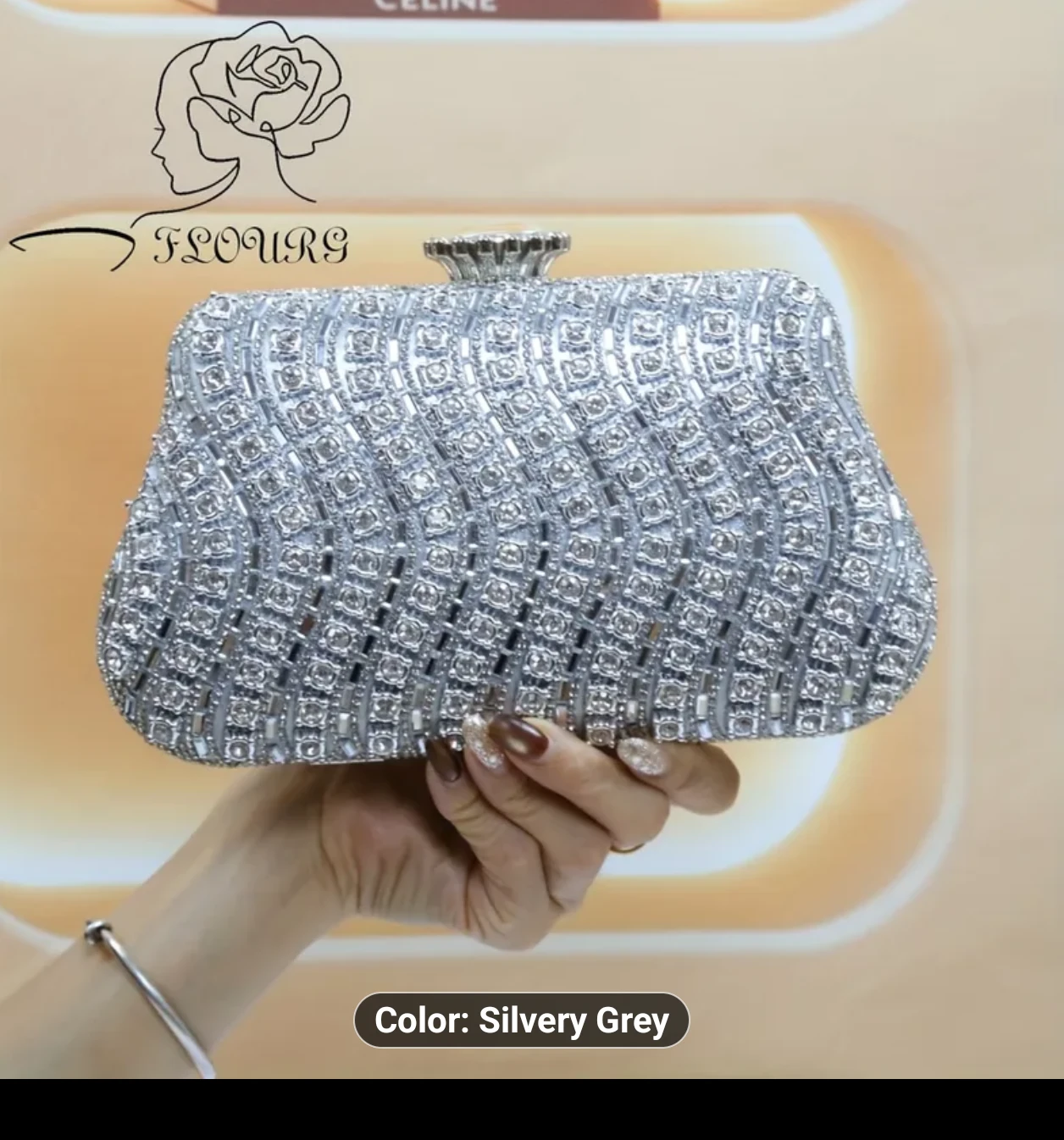 Flours Silver Grey Rhinestone Clutch - photo 2