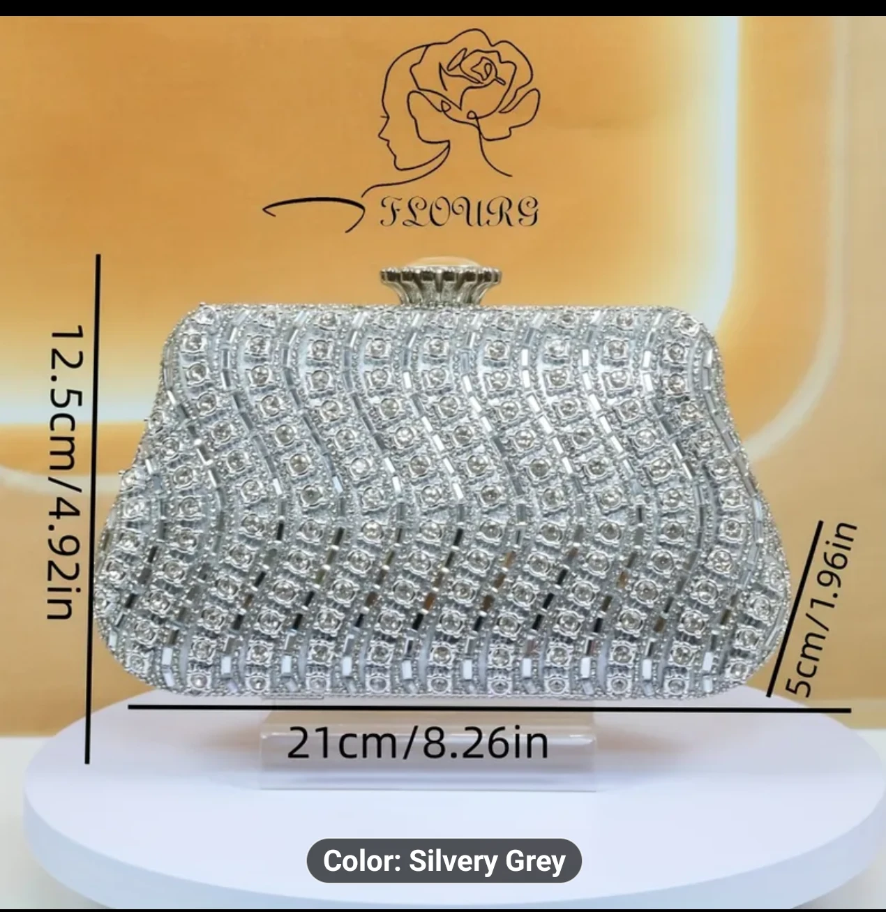 Flours Silver Grey Rhinestone Clutch - photo 5