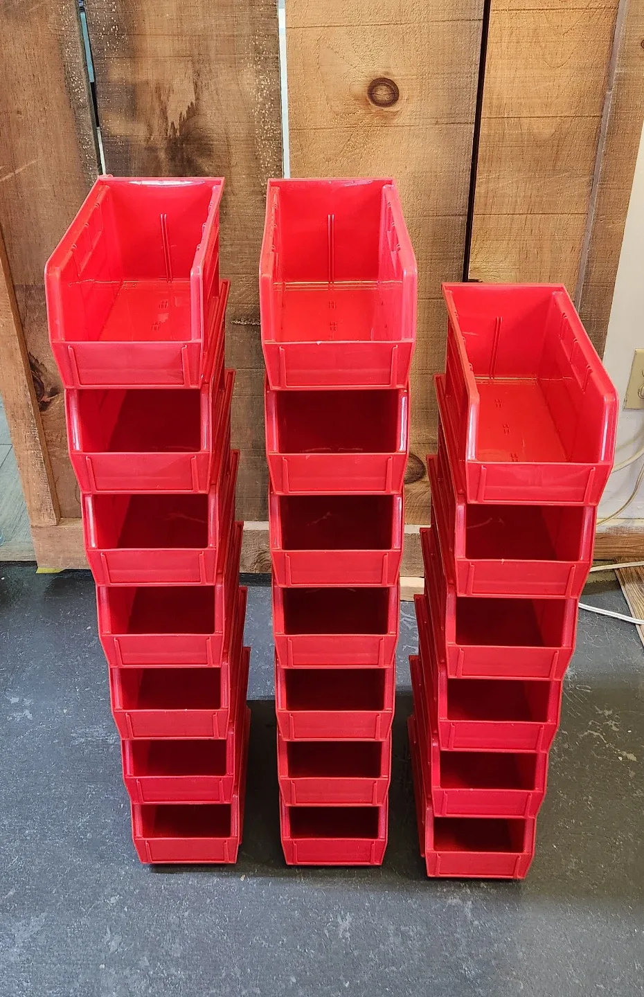 Red Plastic Stackable Storage Bins 20 Total