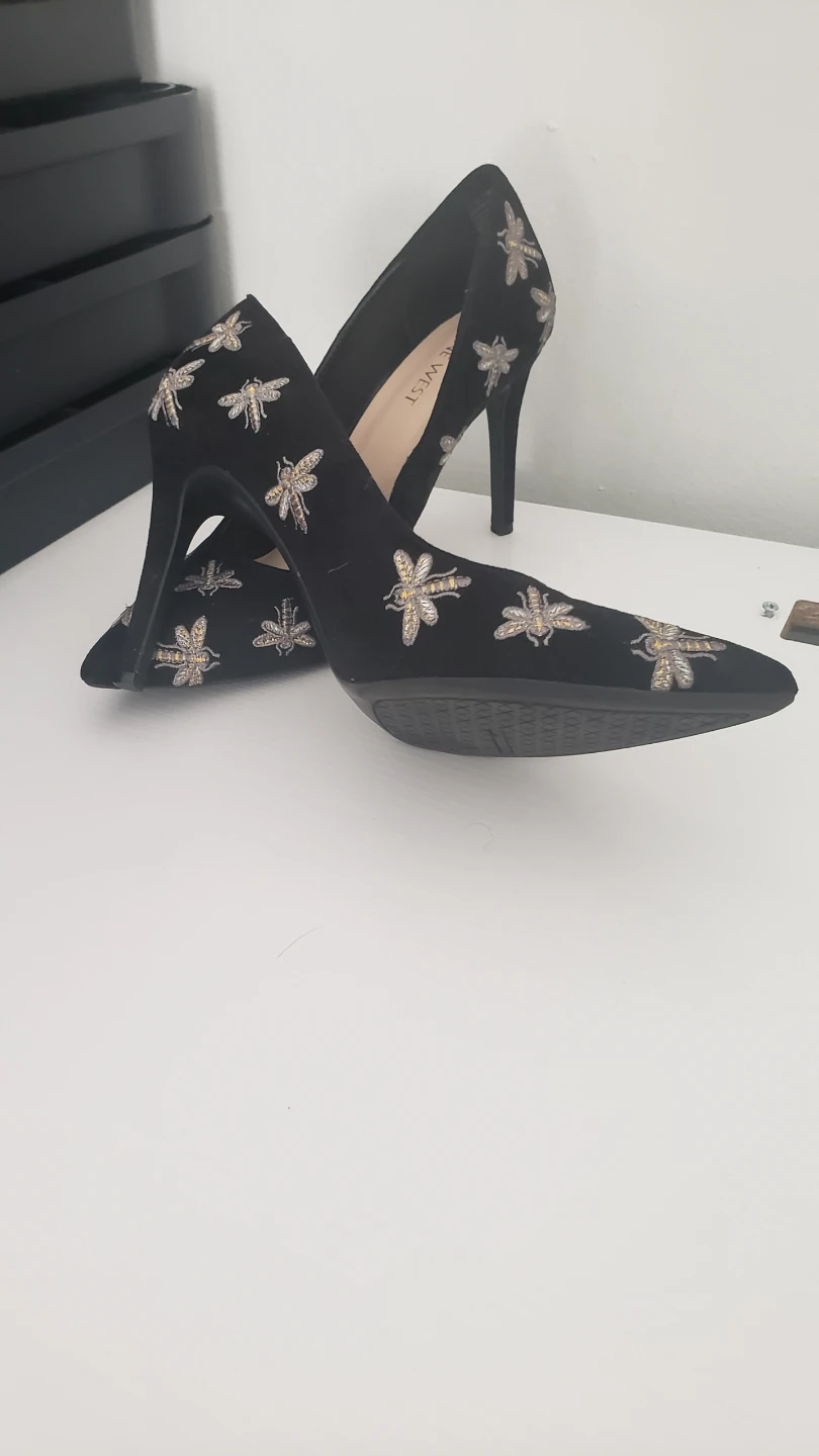 Nine West Black Heels with Dragonfly Detail