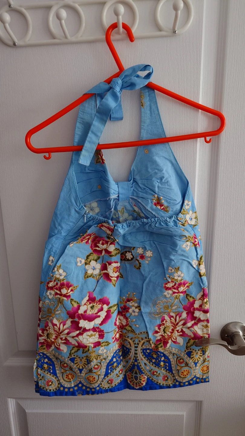 Tropical Floral Halter Top - Blue - photo 2