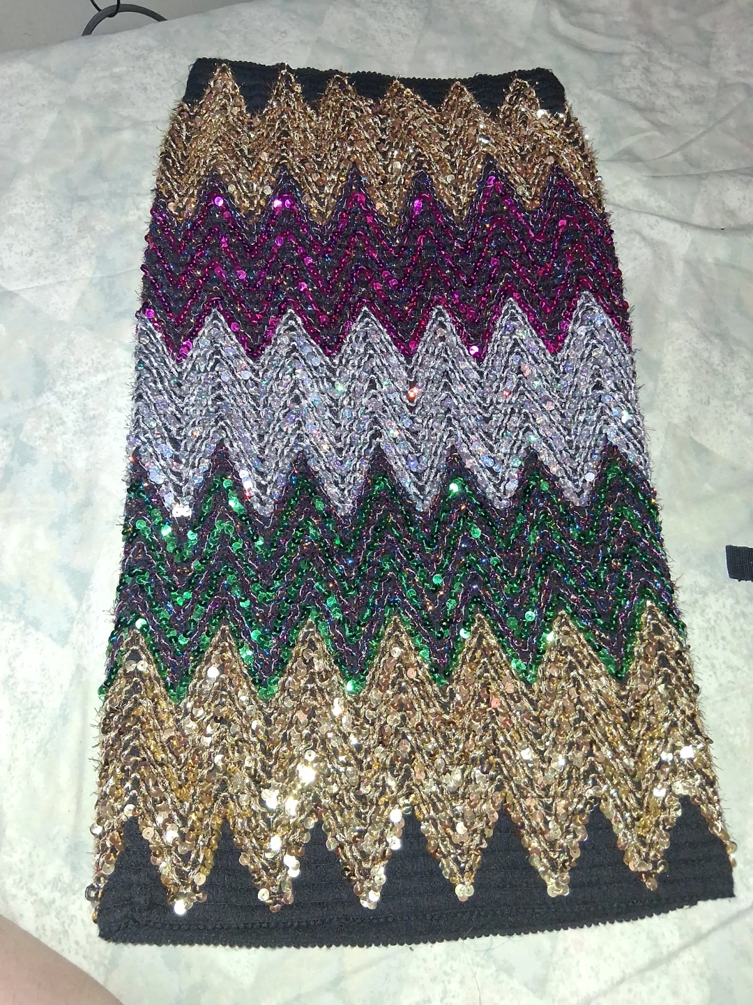 Sequin Chevron Pattern Skirt