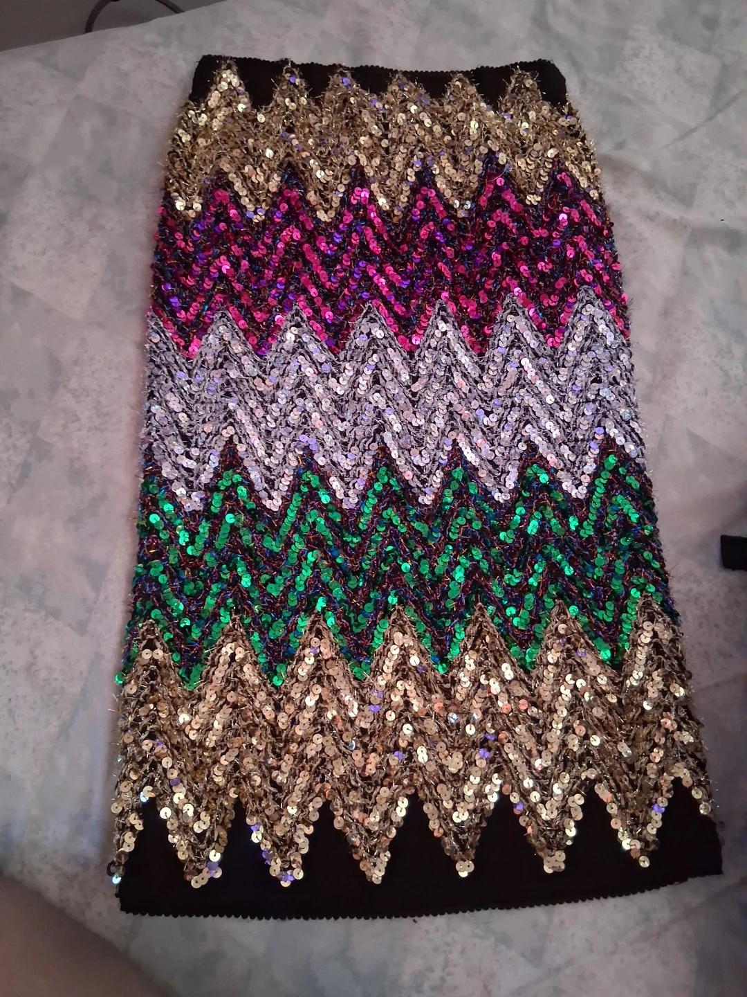 Sequin Chevron Pattern Skirt - photo 2
