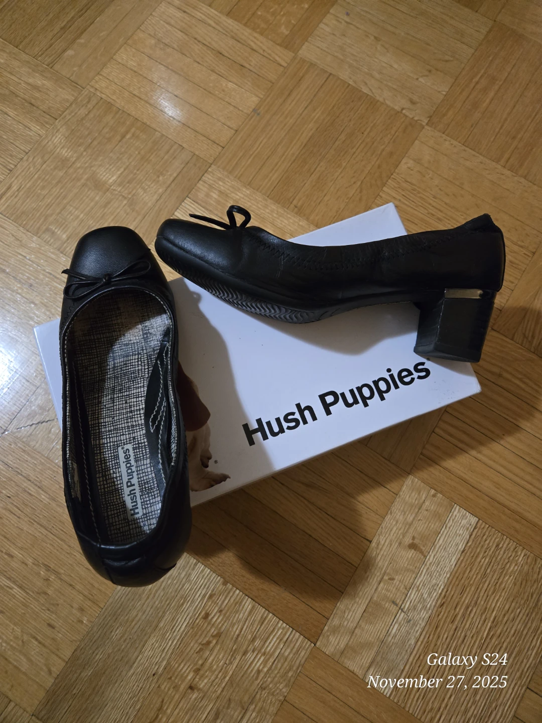 Hush Puppies Black Leather Heels, Size 7 #Cleanout