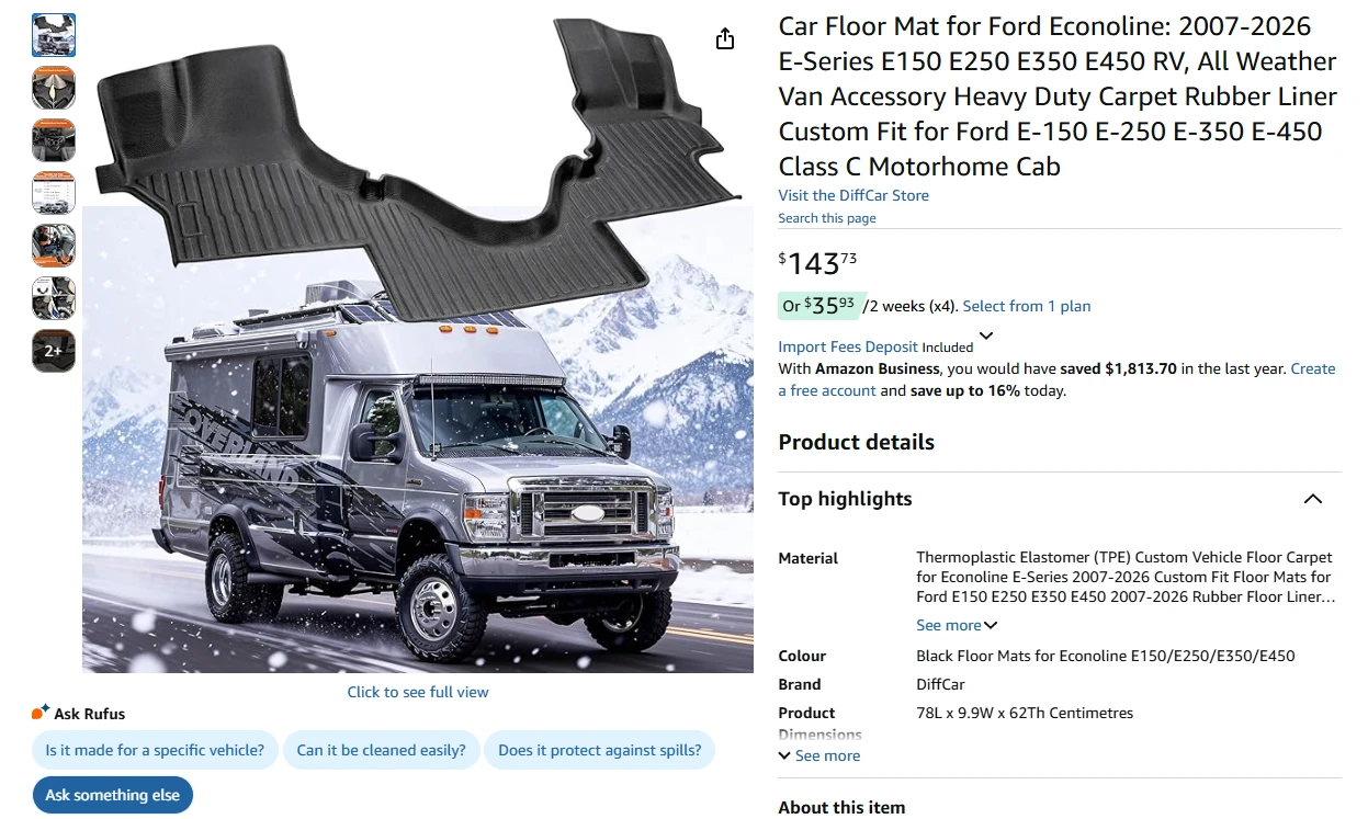 Car Floor Mat for Ford Econoline BNIB - photo 2
