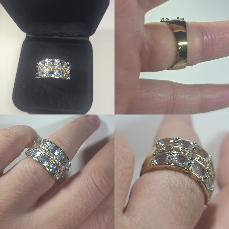 Gold Ring with Aquamarine Stones