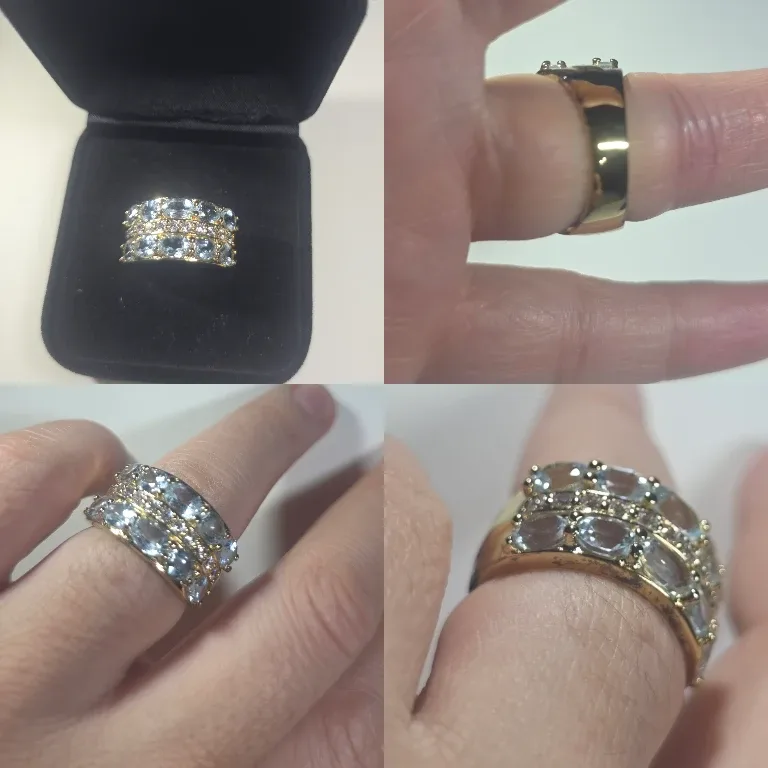 Gold Ring with Aquamarine Stones