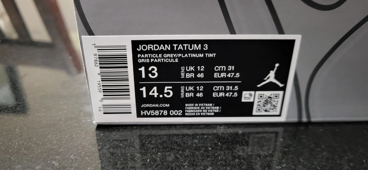 Jordan Tatum 3 Particle Grey - Size 13 men's 14.5 women's - photo 2