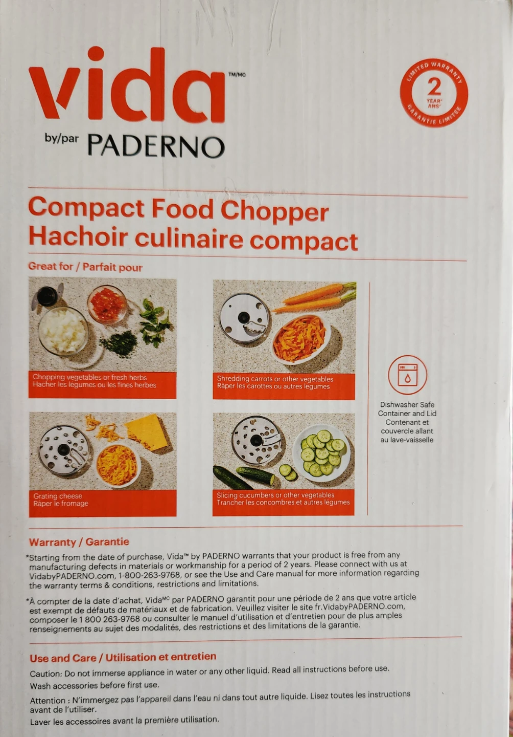 Vida by Paderno Compact Food Chopper - New in Box!