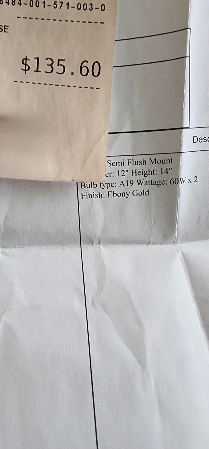 Semi Flush Mount Light Ebony Gold Finish