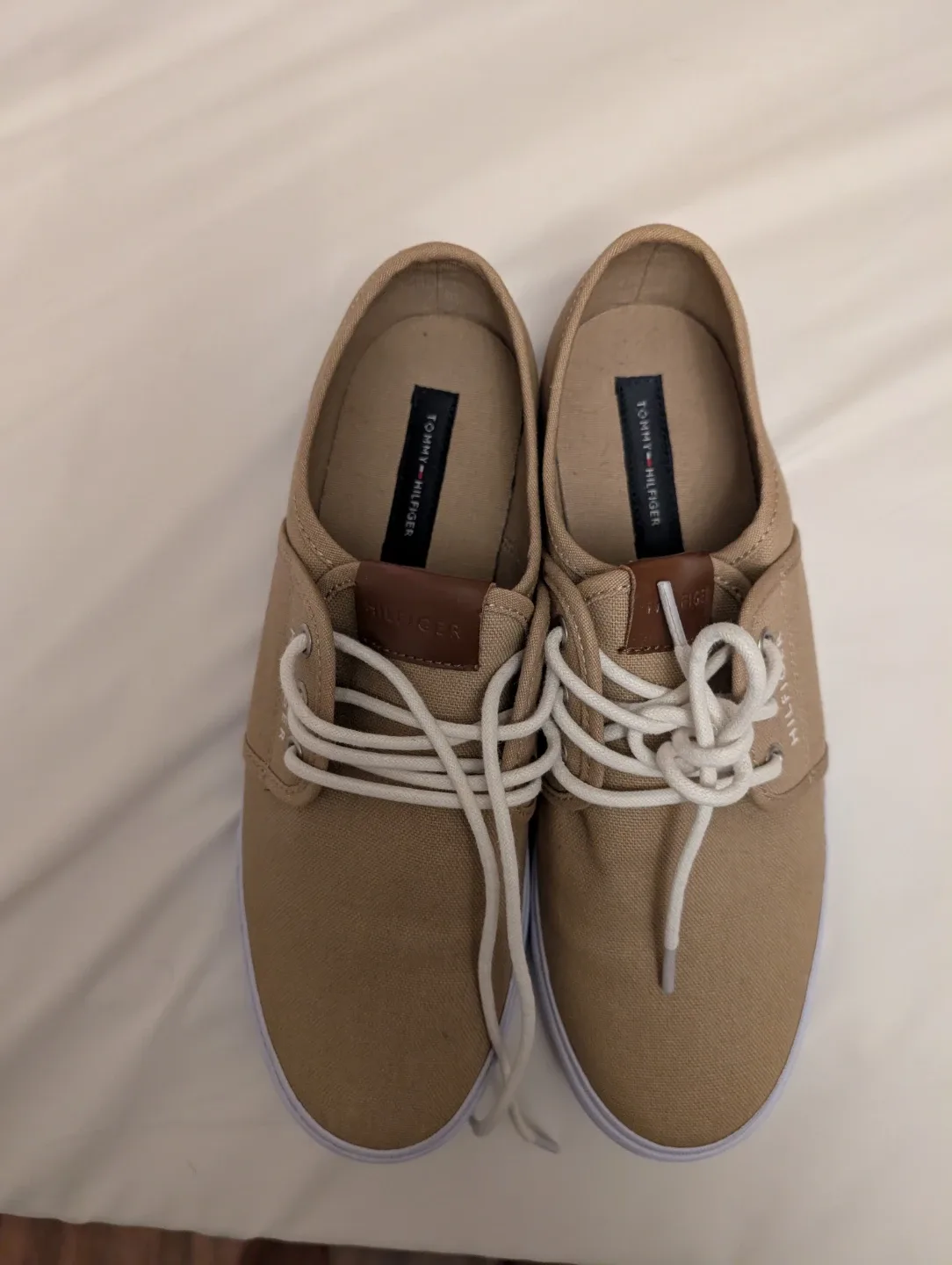 Tommy Hilfiger Beige Canvas Sneakers. For Men size 9
