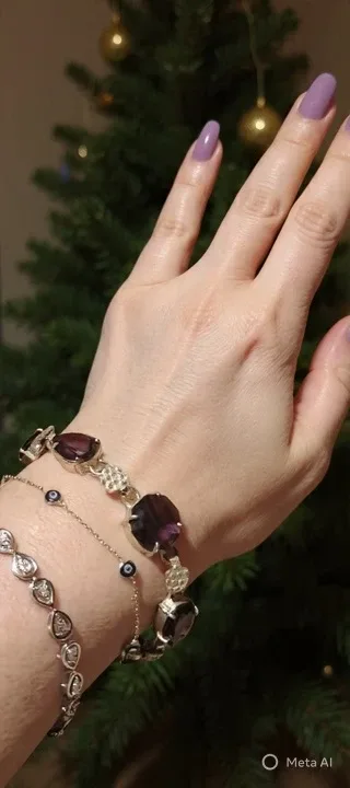 925 Stamped Silver Amethyst Bracelet