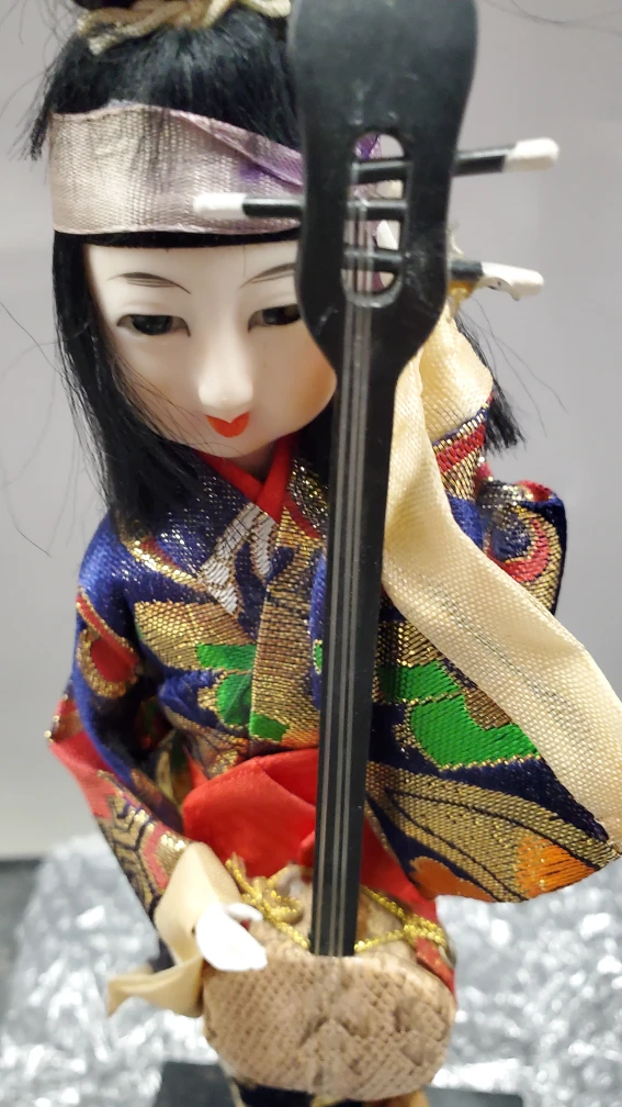 Vintage Japanese Geisha Doll with Shamisen