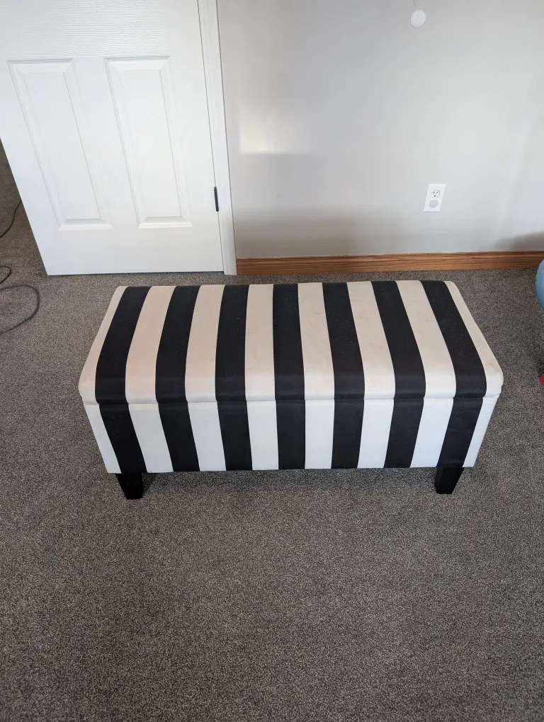 Striped Storage Ottoman