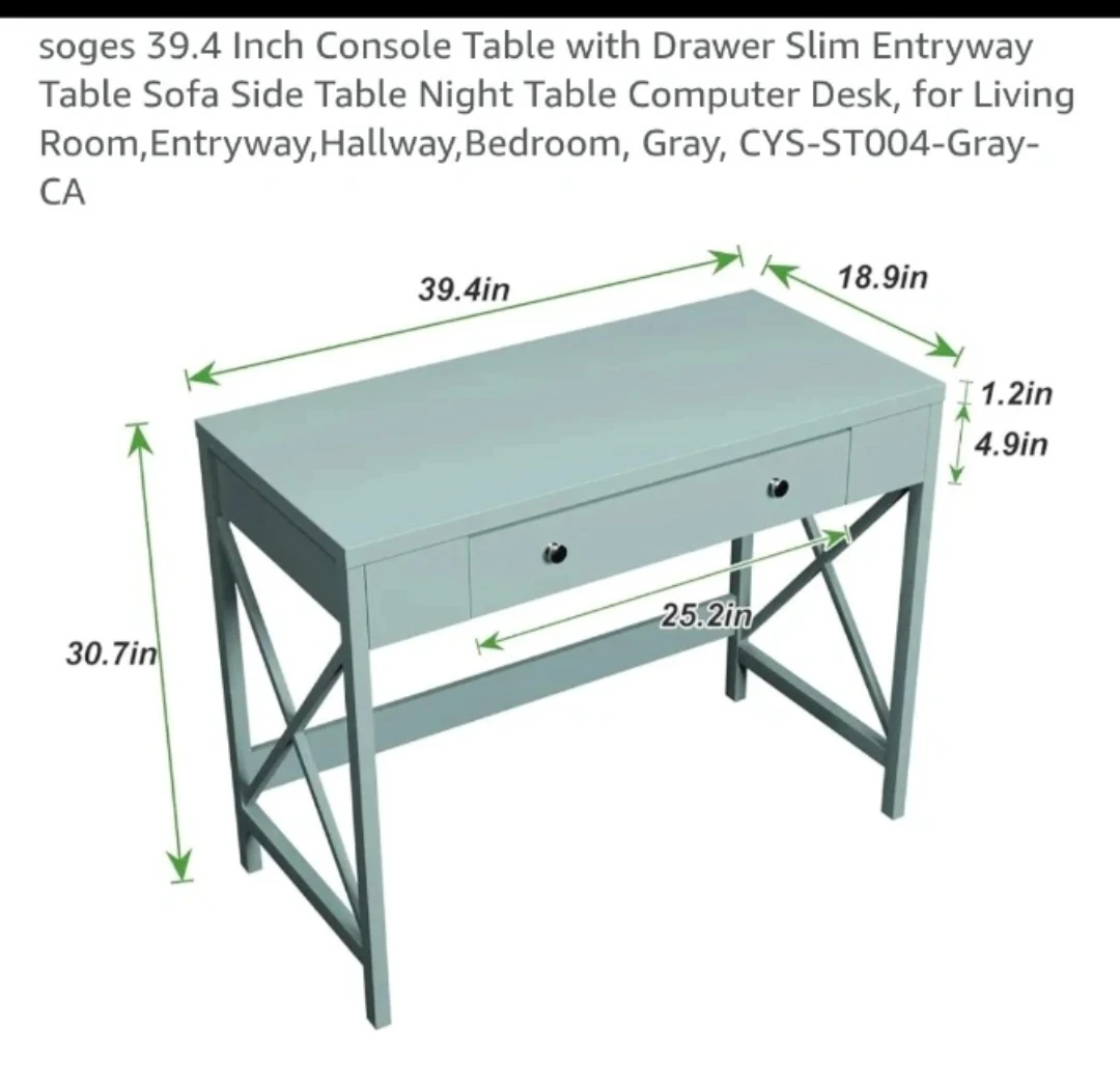 Soges Grey Console Table Desk - photo 2