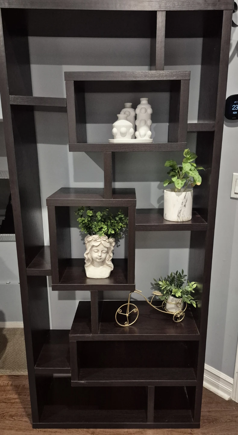 Dark Brown Geometric Bookshelf