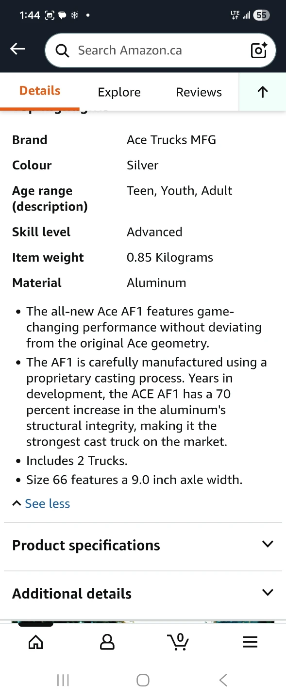 Ace AF1 44 Skateboard Trucks - photo 5