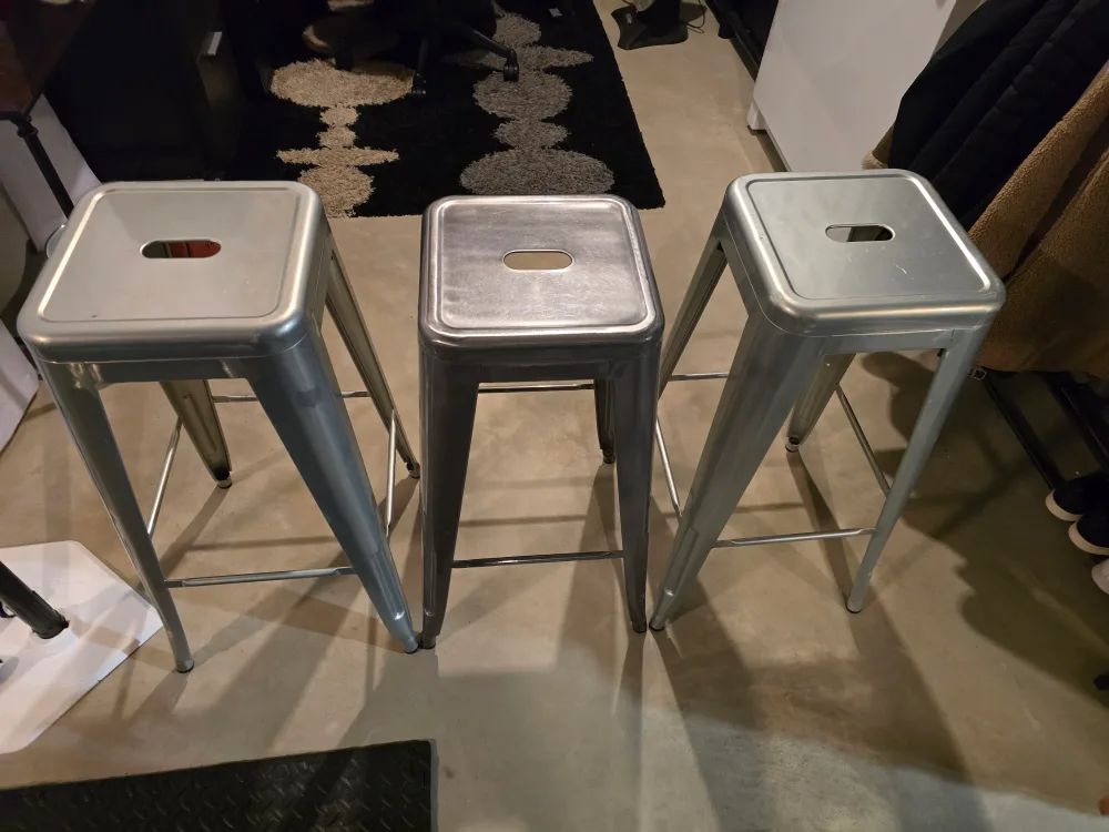 Silver Metal Bar Stools - Set of 3