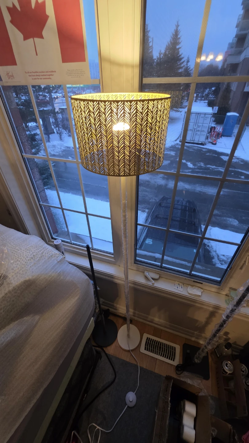 Floor Lamp - White Base, Patterned gold metal Shade - photo 2