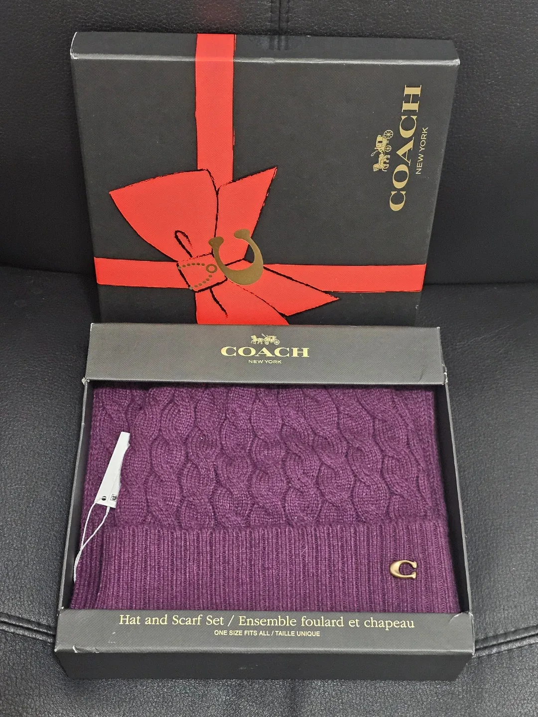 New Coach Hat and Scarf Set - Purple