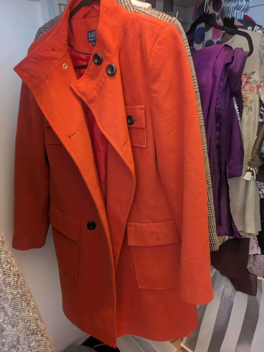 M&S Collection Orange Wool Coat - Size M