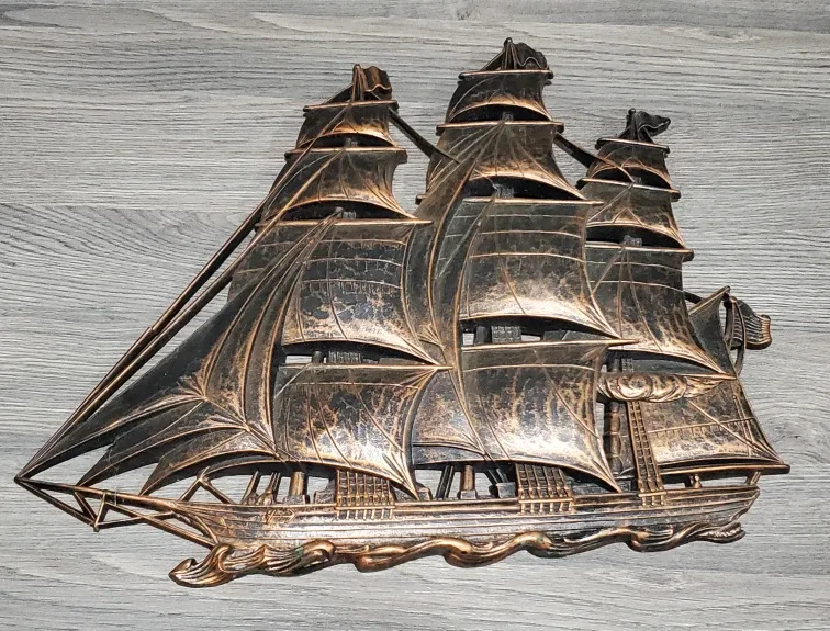 Vintage Metal Clipper Ship Wall Art #cleanout
