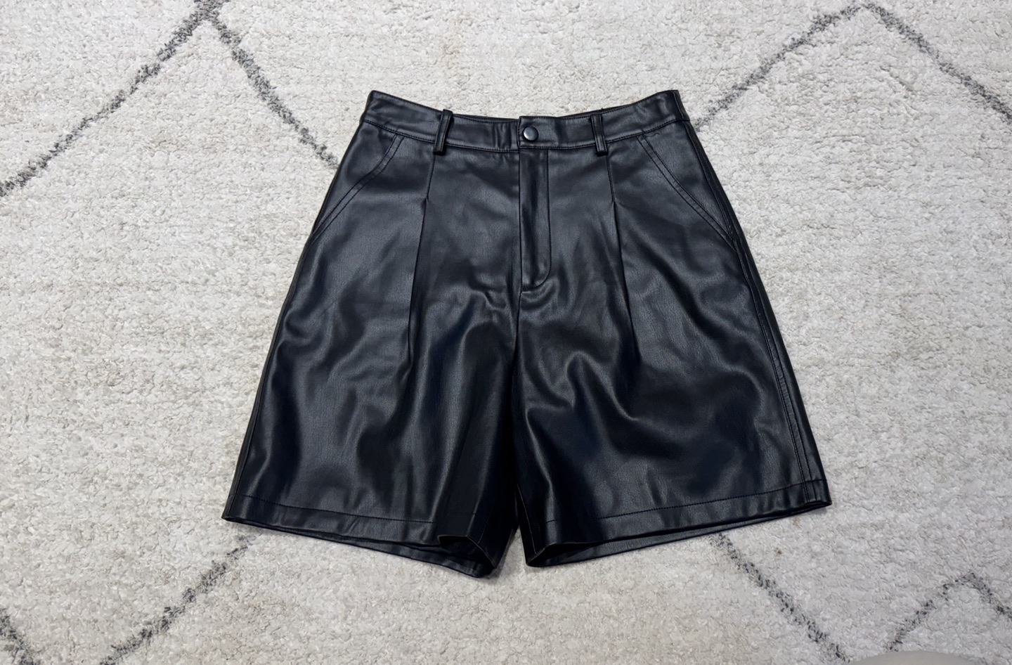 Winter shorts-Women leather black shorts