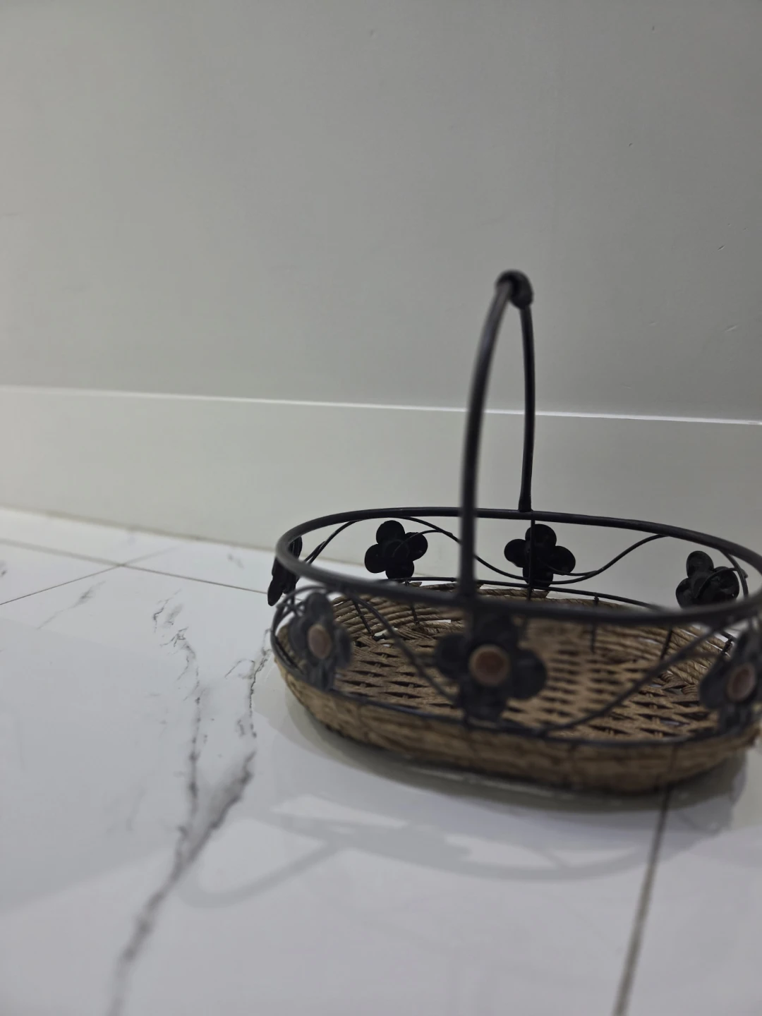Woven Basket with Metal Frame