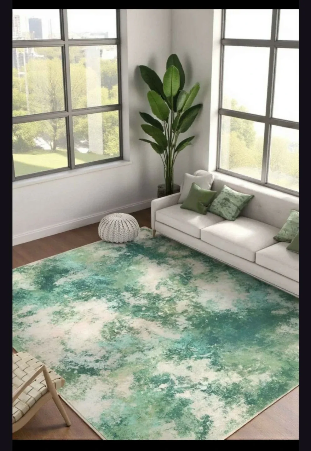 Green Abstract Area Rug