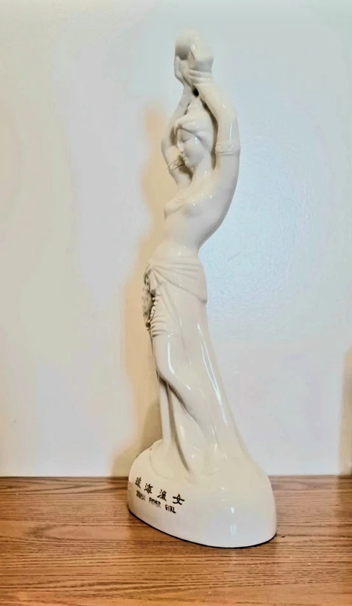 17.50" Zhuai Fisher Girl Porcelain Chinese Statue - photo 3