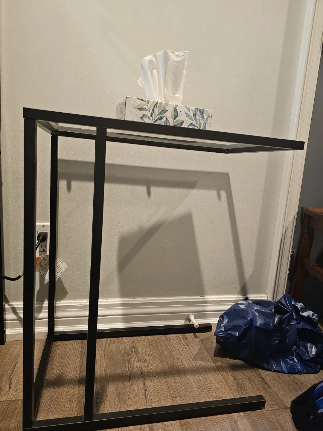 Black Metal & Glass Side Table - made for couchs