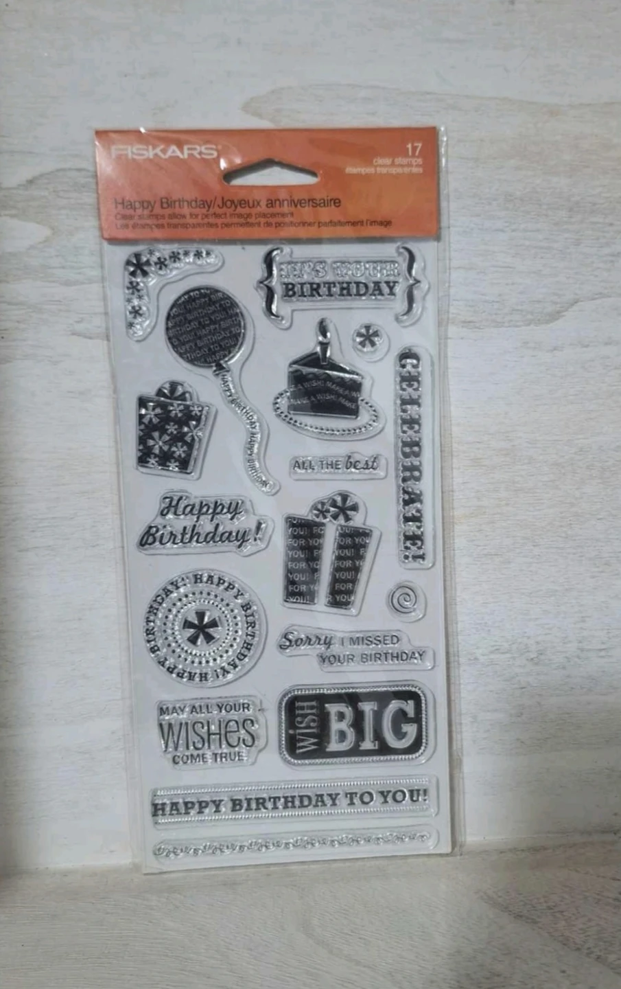 Fiskars Happy Birthday Clear Stamps - New