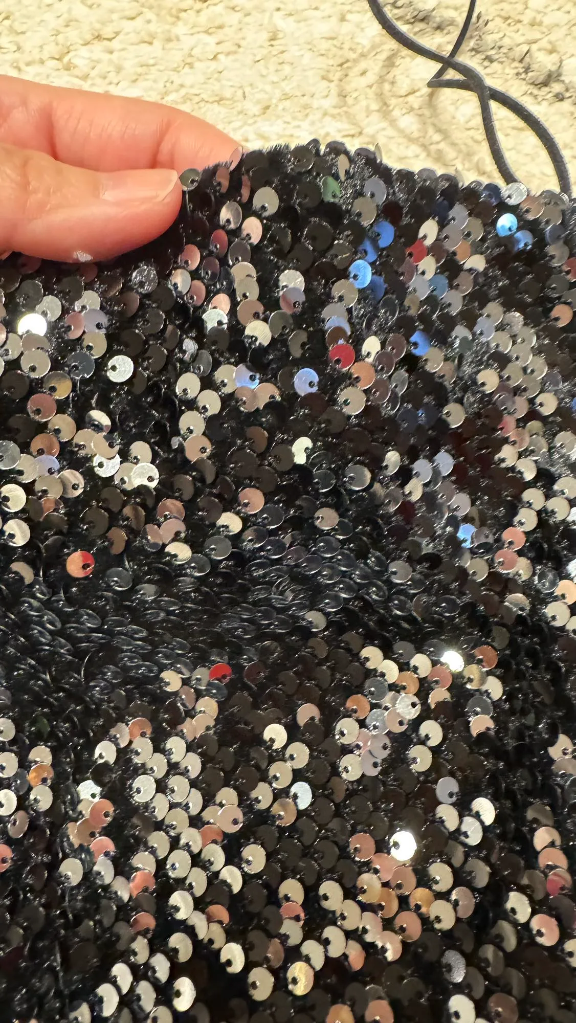 Sold together! Blue grey velvet wide leg pants and glitter tank image indicator(9)