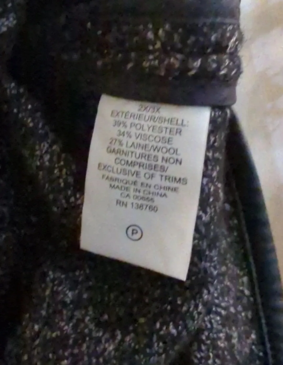 Poncho with hood poly/viscose/wool mix. image indicator(4)