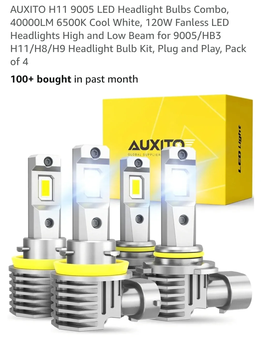 AUXITO H11 & 9005 LED Headlight Bulbs Combo