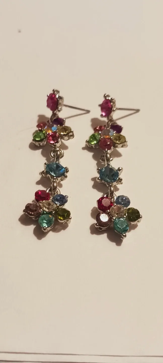 NEW !! Colorful Gemstone Dangle Earrings