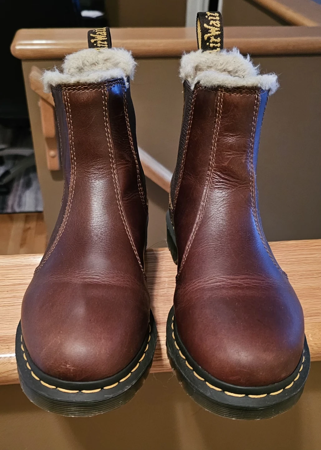 Dr. Martens Brown Leather Fur Lined Chelsea Boots