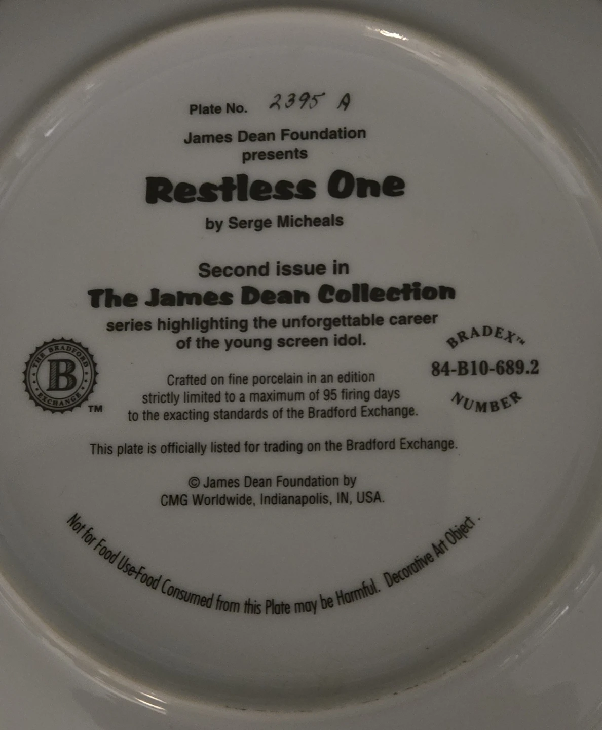 James Dean "Restless One" Bradford Exchange Plate and Frame - photo 3