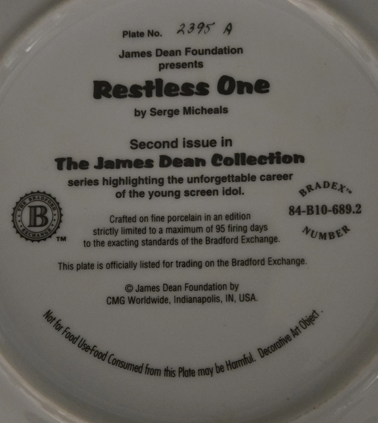 James Dean "Restless One" Bradford Exchange Plate and Frame - photo 4